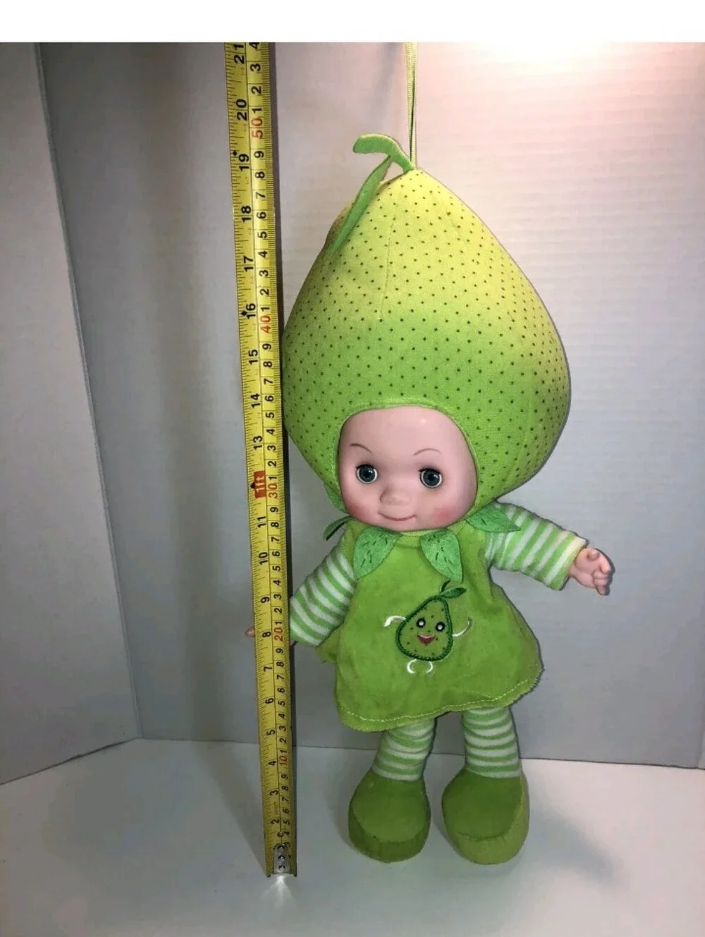 rare pear baby musical plush doll talking fruit vintage green 17